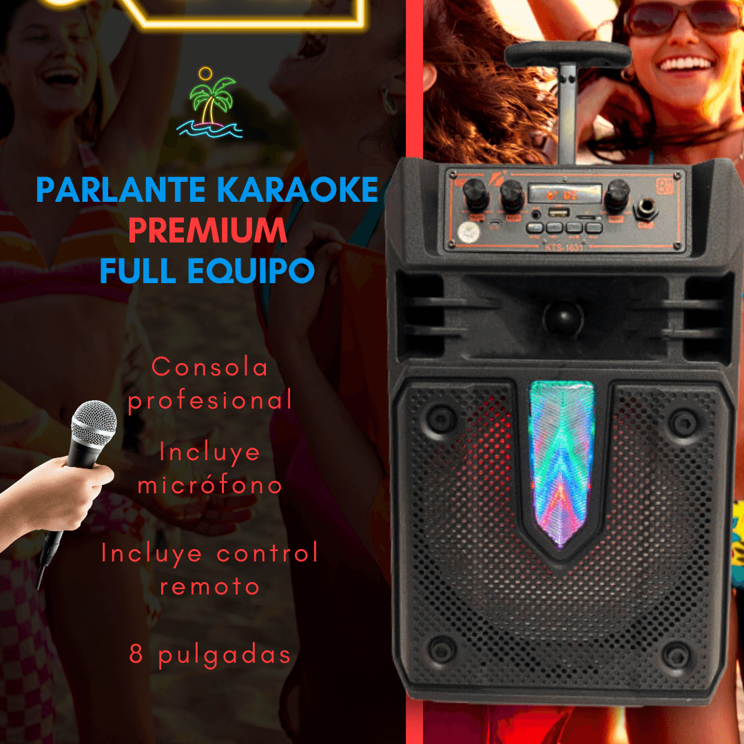 PARLANTE PREMIUM WIRELESS SPEAKER - BLUETOOTH + MICROFONO + CONTROL REMOTO