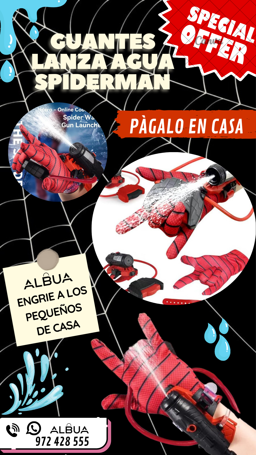 GUANTES LANZA AGUA SPIDERMAN